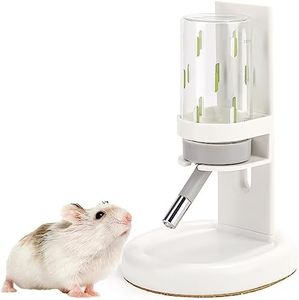 Marchul Hamster Water Bottle for Glass Tank, No Drip Guinea Pig Water Bottle with Stand/Holder Adjustable, Leak-Proof Small Animal Water Bottles for Hamsters (4oz, White)