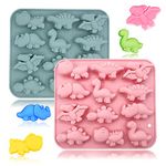 2 Pack 3D Cute Dinosaur Silicone Molds 12 Cavity Dinosaur Themed Baking Mould Tray DIY Baking Tool for Chocolate Cake Dessert Candy Mousse Pastry Handmade Soap Cupcake Topper