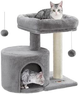 Feandrea Cat Tree, Cat Tower with Sisal-Covered Scratching Post, Cat Condo with Padded Perch, for Small Spaces, Kittens, Light Gray UPCT50W