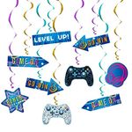 WERNNSAI Video Game Hanging Swirls - 21 PCS Video Game Party Decorations for Kids Boys Gamer Birthday Party Ceiling Window Door Decors Hanging Whirls Streamers for Gaming Night Party Supplies