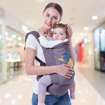 R for Rabbit Hug Me Elite Baby Carrier Ergonomic Kangaroo Bag | Adjustable Hip Seat Belt | Front & Back Carry Position for 6 Months to 2 Years Kids (Dark Grey)