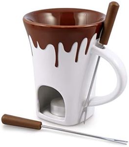 Swissmar F12064 Chocolate 4-Piece Nostalgia Fondue Set, Brown/White