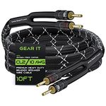 GearIT 10 AWG Speaker Wire with Banana Plugs (1 Pack, 10 Feet), 10Ga Banana Wire for Bi-Wire Bi-Amp HiFi Surround Sound, OFC, CL2 in Wall Rated - Black, 10 Ft