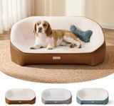 Aurapaws Orthopedic Dog Bed Medium Size Dogs - One-Piece Molded Support Foam™ Comfort Never Sag Dog Couch Sofa with 3 Washable Removable Covers & Bone Toy, Waterproof Liner, Nonskid Bottom, Blue, 36"
