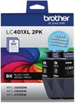 Brother Genuine LC401XL 2PK High Yield 2-Pack Black Ink Cartridges