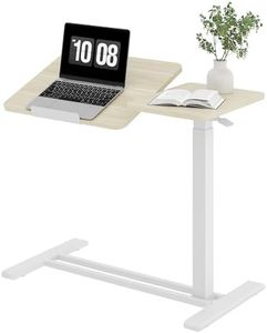 SANODESK Small Rolling Overbed Table Adjustable Height with Wheels, Mobile Laptop Desk with Tilting Desktop, Portable Computer Workstation for Home Office, Classroom, Bedside, Wood Grain