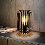 HHMTAKA Metal Cage LED Bedside Tabl