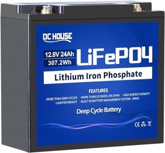 12V 24Ah LiFePO4 Lithium Deep Cycle Battery, 3000+ Cycles, Built-in Smart BMS, Perfect for Fish Finder, Scooter, Trolling Motor, Lighting, Kids Ride on car