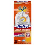 Hefty® Garbage Bags, Ultra Strong Tall 50 Litres White Kitchen, Drawstring, Arm & Hammer odour neutralizer, 28 Bags