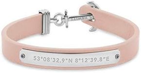 PAUL HEWITT Women Anchor Bracelet Signum Coordinates made of Leather in Nude and Anchor made of Stainless Steel in Silver Size XS bis L, Large, Leather