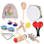 Boxiki kids Musical Instruments Set of 16 PCS - Toddler Educational & Musical Percussion for Kids - with Tambourine, Maracas & Castanets & More to Fine Motor Skills - 3+ Years Olds