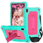 Hoibon Shockproof Tablet Case for Walmart Onn 8 inch Tablet Case (2024 Model 100135923) Rugged Full-Body Kids Friendly Case with Shoulder Strap Kickstand for Onn 8 4th Gen 2024 Model (GreenPink)