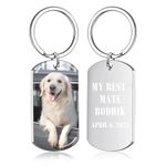 BEXOA Personalised Keyring Photo - Custom Picture Keychain Engraved Text Customised Gifts for Him Men Boyfriend (UV Color - Silver)