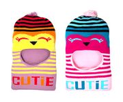 Unisex Woolen Monkey Caps for Babies (Set of 2) | Soft Muffler Cum Scarf Sets | Light Weighted Cap for Infants (1-3 Years, Multicolor 3)