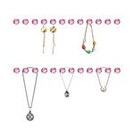 Baoswi 2 Pack Necklace Hangers Acrylic Necklaces Holder Wall Mounted Jewellry Organiser Hanging with 12 Diamond Shape Hooks, Jewellry Hangers for Necklace, Gift for Girls Women (Pink)