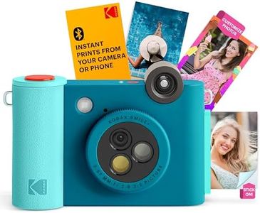 KODAK Smile+ 2-in-1 Digital Instant Print Camera & Wireless Bluetooth Photo Printer - 10MP, Special-Effect Rotating Lens, Zink 2x3 Inch Sticky-Back Photos, Print via Fun App from Smart Devices - Blue