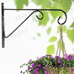 Sharpex Wall Mounted Metal Bracket | Decorative Wall Hook Plant Hanger for Hanging Pots, Bird Feeders, Flower Baskets, Planters, Lanterns, Lamps, and Wind Chimes for Indoor/Outdoor Use (Black, 1 Pc)