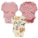 Little Peaches Pure Cotton Rompers for New Born Baby, Onesies for Baby Girl, Full Sleeves, Pack of ANY 3, Multicolor, 0-1 Month