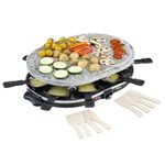 Cooks Professional Electric Raclette Grill 1200W with Stone Plate | Includes 8 Cheese Fondue Pans, Wooden Spatulas, Non-Stick Grilling Surface & Thermostat Control | Perfect for Parties & Group Dining