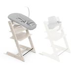 Stokke Tripp Trapp Chair (Whitewash) with Newborn Set and Baby Set (White) - Safe, Adjustable, Ergonomic Design