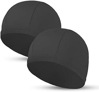 2pcs Cloth Swim Caps for Both Women & Men & Kids Fabric Durable Non-Waterproof Elastic Swimming Pool Cap Bathing Cap for Long and Short Hair (Black)