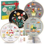 Meyocky Embroidery Kit for Beginners, 4 Pack Starter Embroidery Kits for Adults Learn 31 Stitches, Beginner Embroider Practice Stitches Kit,DIY Hand Craft Needlework Gift for Women