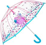 Ram Stores Unicorn Kids Umbrella - Bubble Stick Umbrella for Girls - Windproof and Resistant Dome Brolly - Safety Opening - 3 to 6 Years - Transparent - Diameter 64 cm Cool