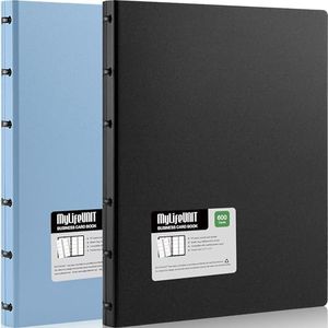 MyLifeUNIT Business Card Book, Name Card Holder Book with 600 Business Cards Capacity, Black, Light Blue, Bundle