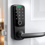 ULTRALOQ Latch 5 World's First Built in WiFi Smart Lock (Black) with Fingerprint ID, 5-in-1 Keyless Entry Electronic Door Handle with Bluetooth, Biometric Fingerprint and Touch Digital Keypad