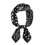 BRMM MIA 27.5"x 27.5" Scarf Women Head Scarf Silk Scarf Medium Square Scarf for Women Hair Sleeping at Night (Black Dot)