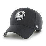 47 MLB New York Mets MVP Unisex Baseball Cap, Hook & Loop Strap, White Logo, Colour Black