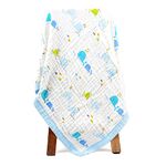 MOM'S HOME Pure Organic Cotton 6 Layer Muslin Blanket for Baby | Ultra-Soft Swaddling Towel for Newborns and Toddlers |100 x100 cm | 0-3 Years (Blue Whale)