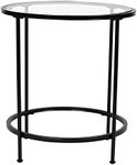 Flash Furniture Astoria Collection Round End Table - Modern Clear Glass End Table - Matte Gold Frame