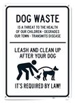 SIGNT Dog Waste - Leash and Clean Up After Your Dog Tin Signs Outdoor Park Yard Signs Vintage Iron Painting House Cafe Sign Industrial Warning Signs Metal Gift Size 8 X 12 Inch