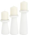 CosmoLiving by Cosmopolitan Mango Wood Pillar Candle Holder, Set of 3 10", 8", 6" H, White