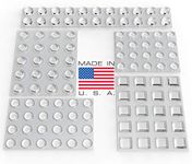 Clear Adhesive Bumper Pads 106-PC Pack (Round, Spherical, Square) - Made in USA - Rubber Feet Buffer Pads for Cupboard, Cabinet Doors, Drawers, Glass Tops, Picture Frames, Cutting Boards