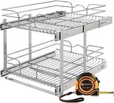 Rev-A-Shelf 2 Tier Pull Out Cabinet Organizer,5WB2-1822CR-1,18 x 22 Inch Under Sink pull out organizer,Steel Wire Pots and Pans Organizer Kitchen Cabinet,Wholesalehome Tape Measure Included Silver