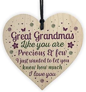 RED OCEAN Great Grandparent Gifts Great Grandma Ornament Wooden Heart Plaque Sign Birthday Keepsake