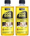 Goo Gone Original Liquid - 2 Pack - 8 Ounce - Surface Safe Adhesive Remover Safely Removes Stickers Labels Decals Residue Tape Chewing Gum Grease Tar Crayon Glue