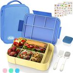 iNeibo Bento Box Lunch Box, 1330ML Bento Box for Kids Children with 6 Compartments Cutlery Set, Leak Proof Lunch Box for Kids Adults, Snack Box for School Kindergarten,Nursery, Office