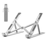 BoYata Laptop Stand, 6 Levels of Height Adjustable Portable Laptop Holder for Desk, Aluminum Foldable Laptop Riser, Compatible with MacBook Air/Pro, Dell, HP, Acer, Most 10-15.6” Laptops-Silver