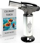 Best Culinary Torch - Chef Torch for Cooking Creme Brulee - Hand Butane Kitchen Torch - Blow Torch with Adjustable Flame & Safety Lock - Cooking Torch for Baking, BBQs, Crafts + Recipe eBook