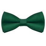 Bskifnn Kids Bow Tie Classic Solid Color Satin Bow Tie Adjustable Neck Bowtie for Kids Wedding Party (Dark Green)