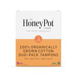 The Honey Pot Company - Duo Pack Organic Tampons w/Bio Plastic Applicator - Feminine Menstrual Products – Natural, Plant-Based - Regular & Super Absorbency Unscented Tampons - 18 Count