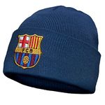 FC Barcelona Official Football Gift Kids Knitted Bronx Beanie Hat Crest Navy