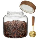 Glass Coffee Storage Jar with Screw Lids Spoon Thicken Glass Coffee Canister Borosilicate Glass Food Containers for Ground Coffee Beans Overnight Oatmeal Tea (40oz/1200ml)