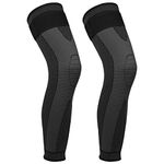 Yasdyri Full Leg Compression Sleeves with Adjustable Long Knee Support for Men and Woman Elastic Long Knee Brace for Arthritis, Tendonitis, Meniscus Tear, ACL, Basketball, Cycling 2 Pack (Black, XXL)