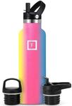 IRON °FLASK Sports Water Bottle - 20 Oz - 3 Lids (Narrow Straw Lid) - Leak Proof Vacuum Insulated Stainless Steel - Hot & Cold Double Walled Insulated Thermos - Valentines Day Gifts for Him or Her