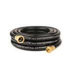 FangFarm 5/8" 25FT Hybrid Hose - Heavy-Duty, Lightweight, No-Kink with GHT Brass Fittings, High Pressure, All-Season Garden Hose, Burst Proof Up to 675 PSI, Black