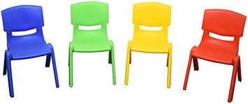 Set of 4 Kids Plastic Chair Yellow Blue Red Green Up to 100KG